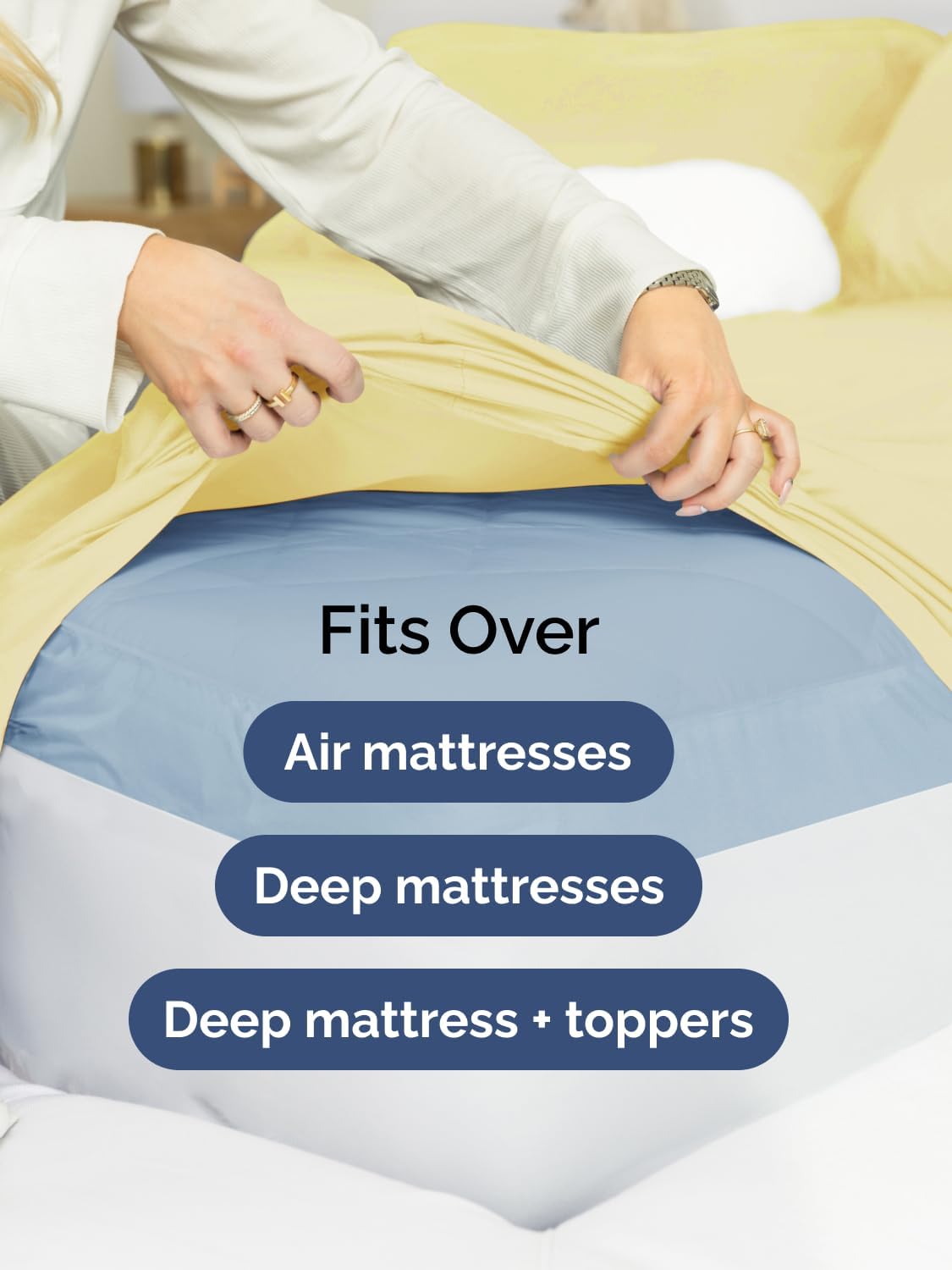 Skiennix Extra Deep Full Sheet Set - 6 Piece Breathable Cooling Sheets - Luxury Hotel Quality - Soft Wrinkle-Free Yellow