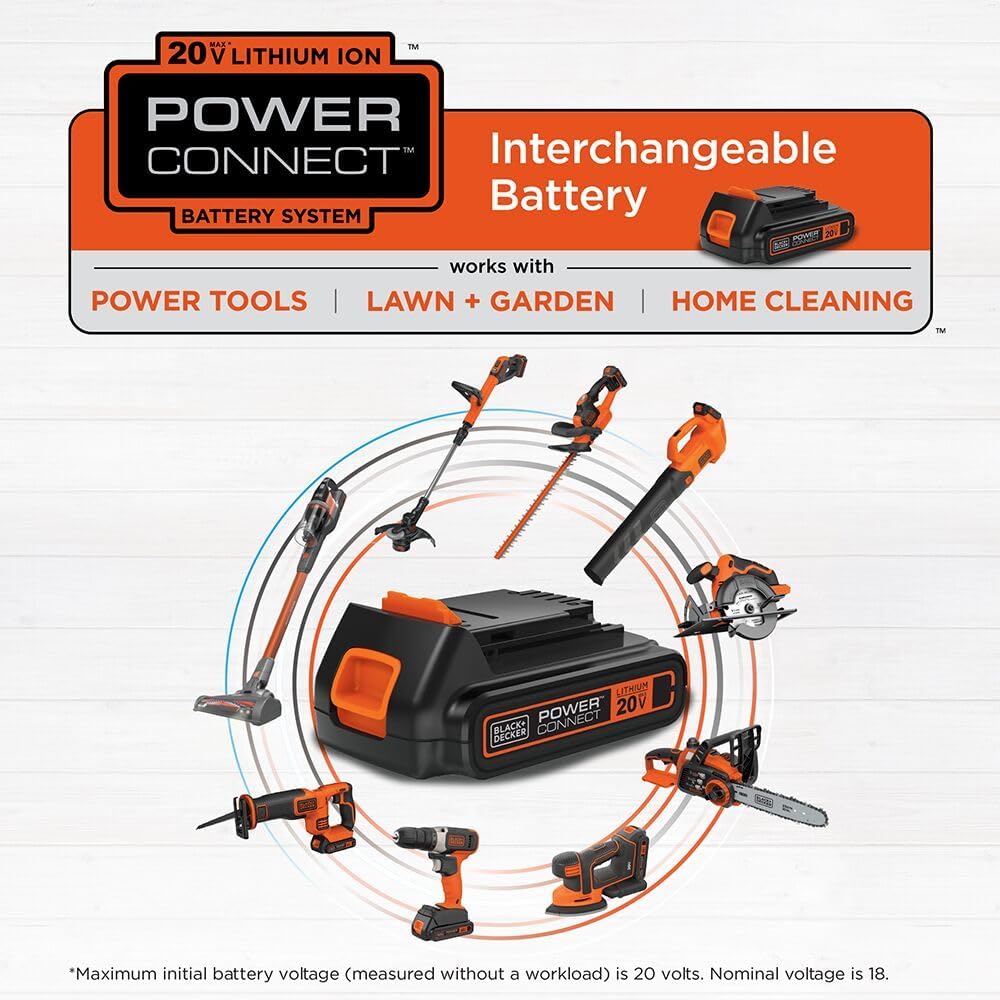 BLACK+DECKER 20V MAX POWERCONNECT Lithium Ion Battery Pack - 1.5 Ah, 2 Pack for Cordless Tools
