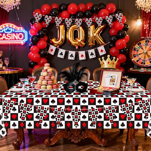 Casino Party Decorations - Poker Tablecloths & Banners Set