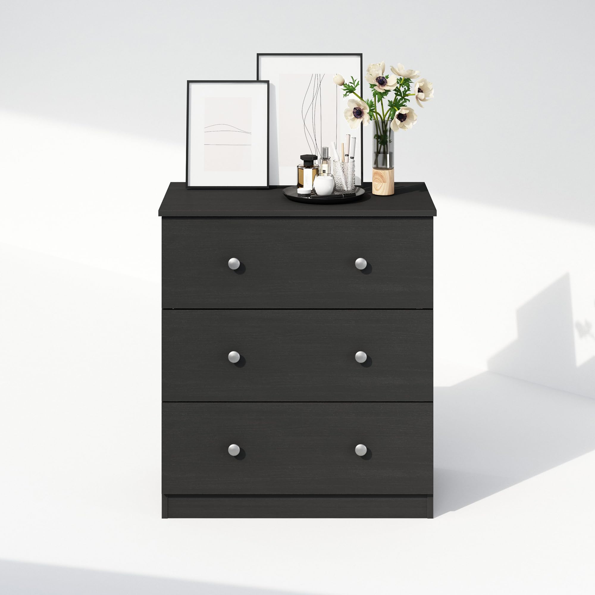 Furinno Frans Simple Design Console Table with 3 Drawers for Entryway, Living Room, Americano