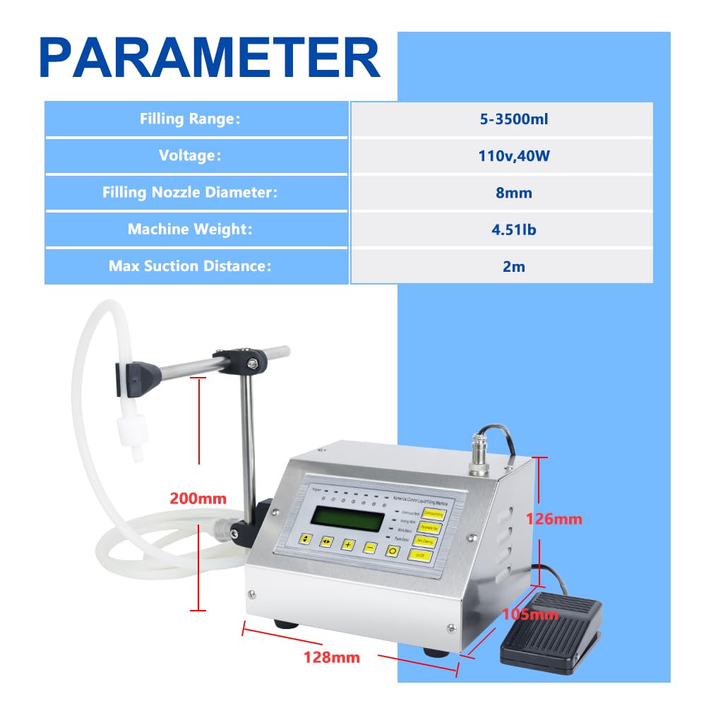 ZONEPACK Small GFK-160A 5-3500ml Digital Control Liquid Filling Machine Dosing Filler with Pedal for Juice Water