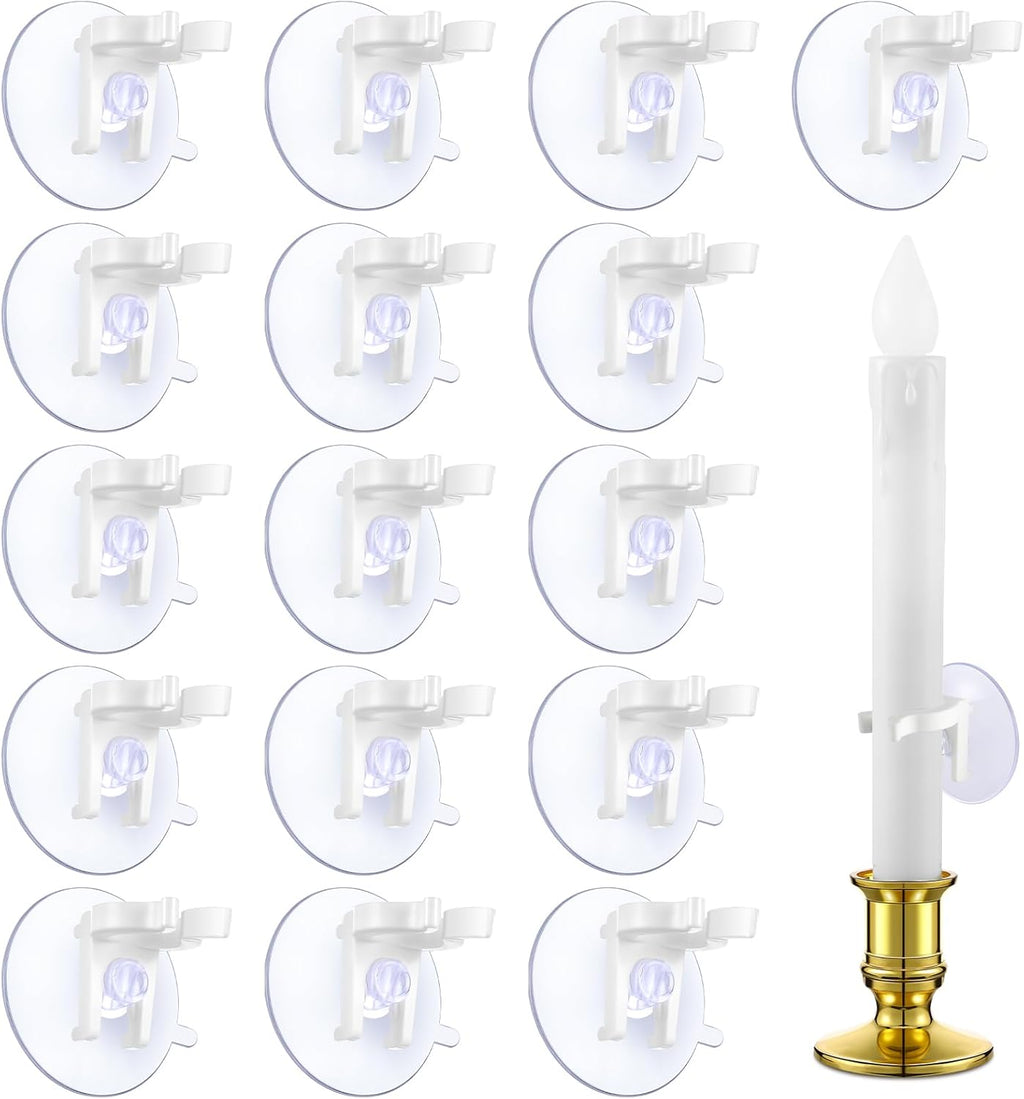 Skiennix Window Candle Holder Clamps - 16-Piece Suction Cup Set for Christmas Party Decor