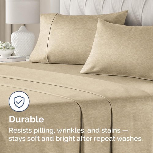 King Pillow Cases by [Brand Name] - Ultra Soft Hotel Quality Covers | Cozy, Wrinkle-Free & Fade Resistant - 2 Piece Set in Heathered Tan