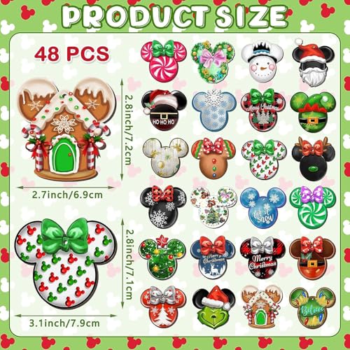 Wooden Mouse Christmas Decorations Set - 48 Ornaments for Holiday Tree & Home