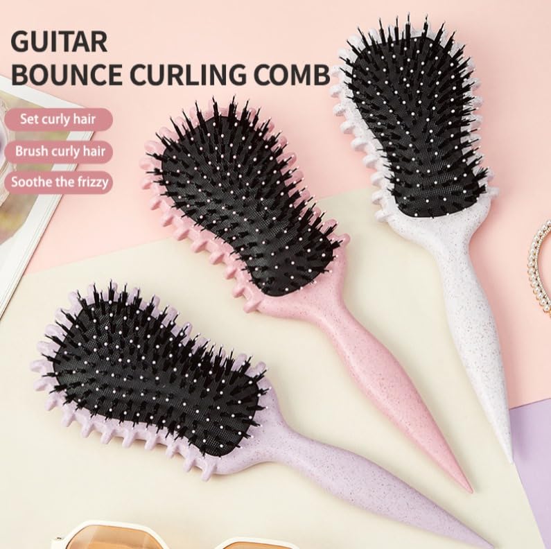 SEERSHINE Curl Defining Brush – Purple Guitar-Inspired Detangling Tool