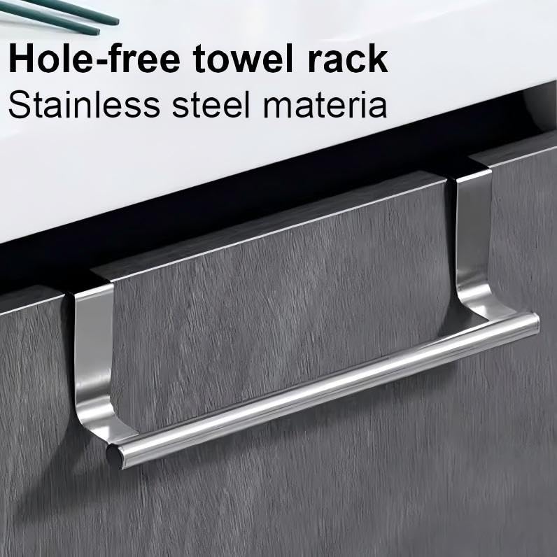Stainless Steel Over Cabinet Towel Holder 2-Pack Kitchen Door Mount