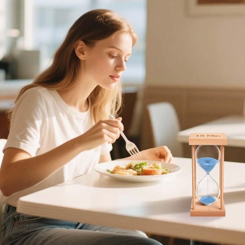 ABXKZ 15 Minute Sand Timer, 15 Min Wood Small Hourglass Timer, Blue Sand Clock, Wooden Hour Glass for Classroom, Sandglass, Reloj De Arena Decorativo, Home, Office, Game, Gift