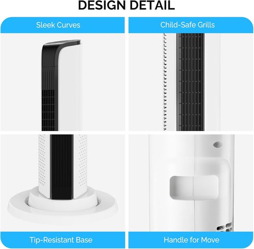 Bonnlo 42" Smart Tower Fan - Quiet Floor Fan with APP & Remote Control, 3 Modes, 3 Speeds, Oscillating Design