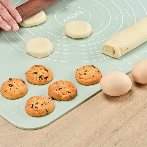 EuChoiz Silicone Pastry Mat 28"*20" Extra Thick Non Stick Baking Mat Food Grade Silicone Dough Rolling Bake Mat with Edge Heightening Green