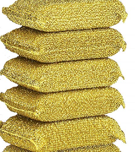 Heavy Duty Non-Scratch Kitchen Scrub Sponges - 6 Pack Gold
