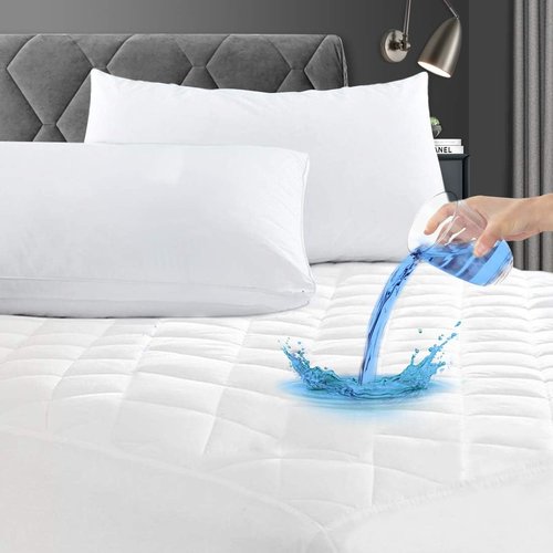 GRT Queen Waterproof Mattress Pad - 100% Quilted Protector | Noiseless Cotton, Fits 8"-26" Deep