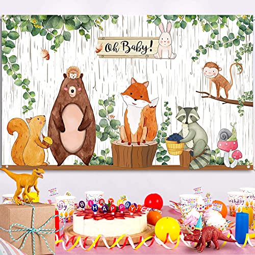 Woodland Baby Shower Backdrop Banner - Jungle Animals Theme