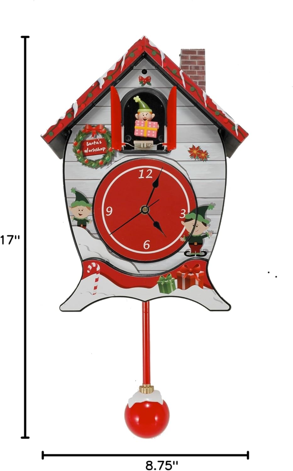 Mark Feldstein & Associates Cuckoo Clock - Santa's North Pole Workshop Sound Feature | Festive Decor
