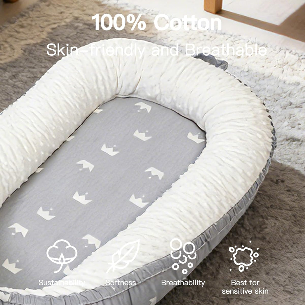 Skiennix Infant Support Cushion - Breathable Organic Cotton Tummy Time Mat | Portable Baby Floor Cushion - Dinosaur World