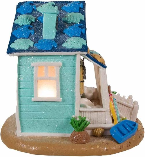 Kurt S. Adler 8-Inch Gingerbread Beach House | Festive Decor with C7 Bulb Lighting