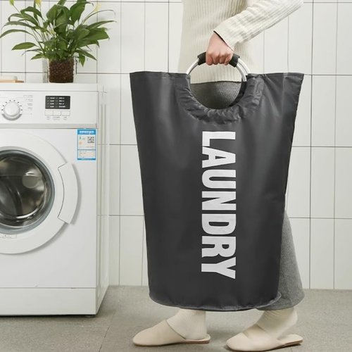 3 Pack Waterproof Laundry Basket | 90L Dirty Clothes Hamper with Foam Handles - Black