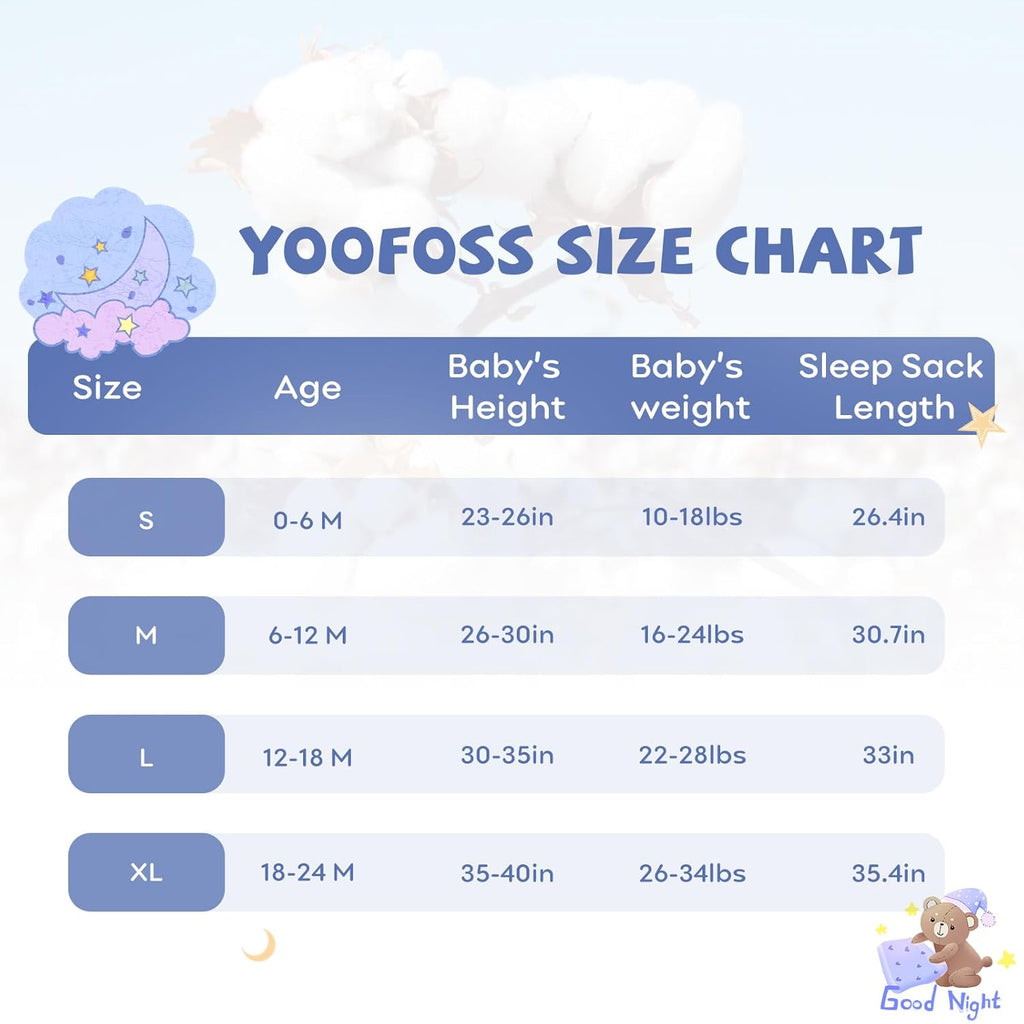 Yoofoss Baby Sleep Sack - 100% Organic Cotton Wearable Blanket for 0-6 Months | 2-Way Zipper, Lightweight