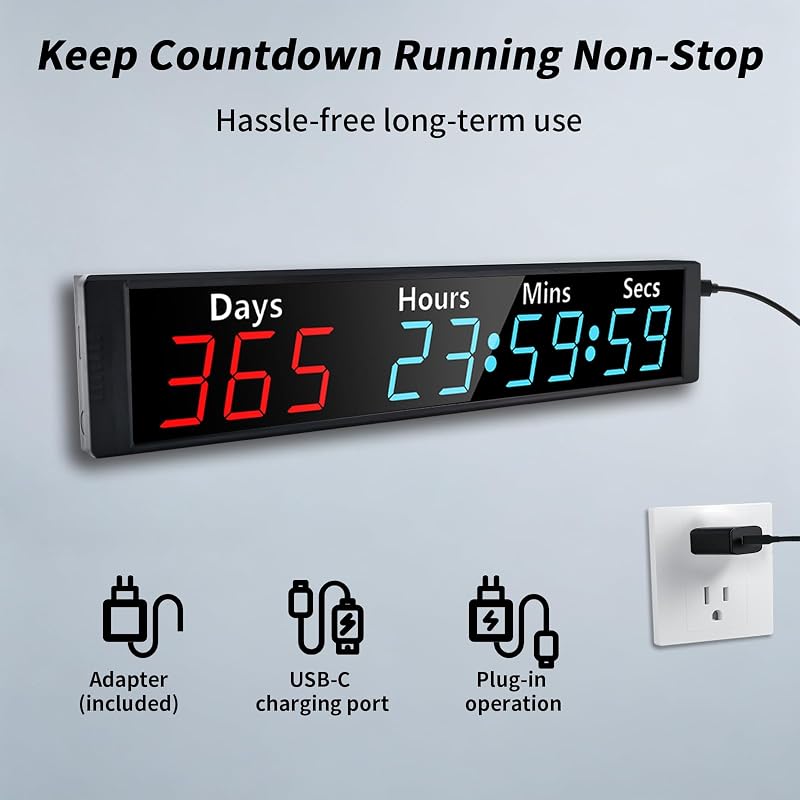 TimeRider 3-in-1 Digital Countdown Clock with Calendar, Timer and Remote