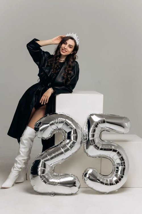 Happy 25th Birthday Decorations | Skiennix 40-Inch Silver Foil Number 25 Balloons for Women