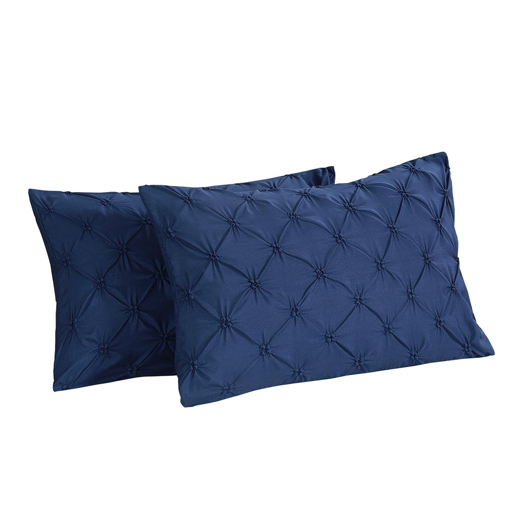 Vaulia Lightweight Microfiber Decorative Pillow Shams, Pinch Pleat Design Standard Size 20"x 26", Navy Blue 2 Pack