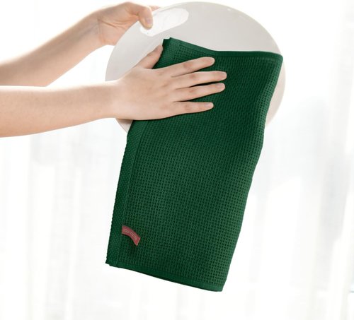 Artoid Mode 100% Cotton Kitchen Dish Cloths - Ultra Soft, Absorbent, Quick Drying | Dark Green, 12x12 Inch, Set of 6