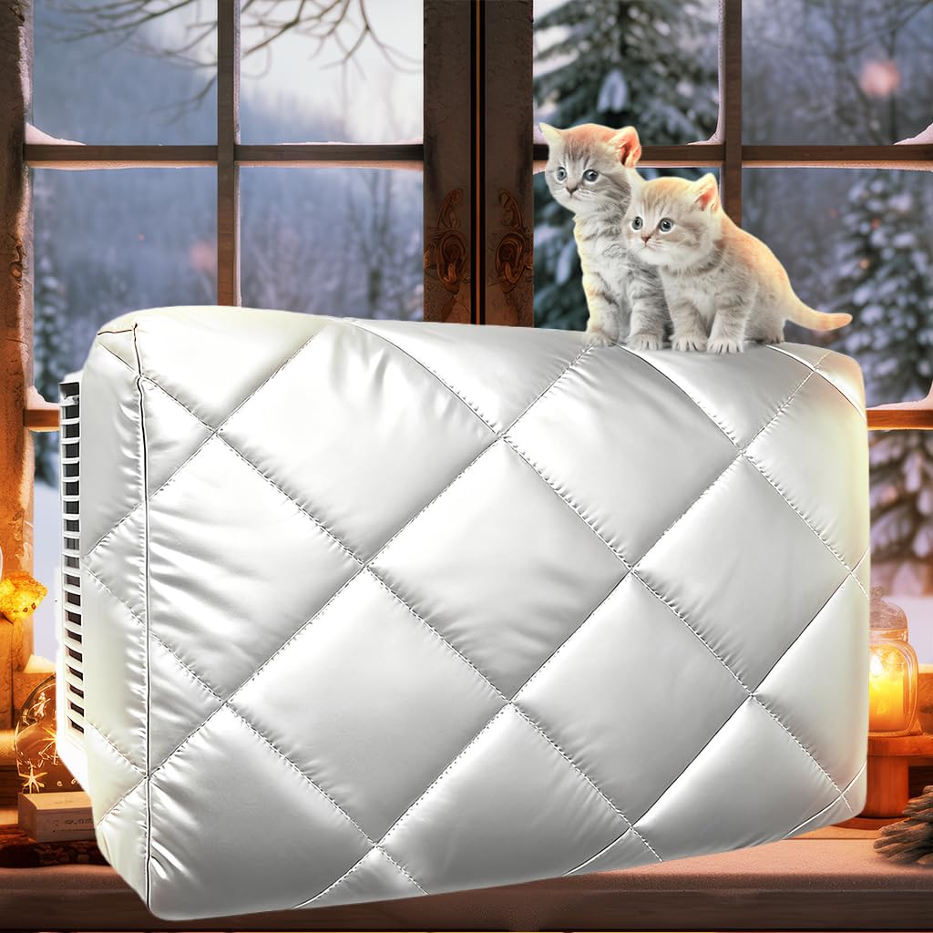 CHICHIBEBE Thickened Window Air Conditioner Cover Silver - Windproof Waterproof Insulated - AC Cover for Window AC Units Universal Cold air Block(XX-Large)