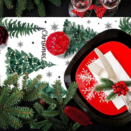Christmas Table Runner 6 Pack Waterproof Disposable Plastic Holiday Decor 13.78 x 108.27 Inch