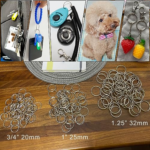 1-Inch Silver Key Rings - 50 Pack Durable Metal Keychains