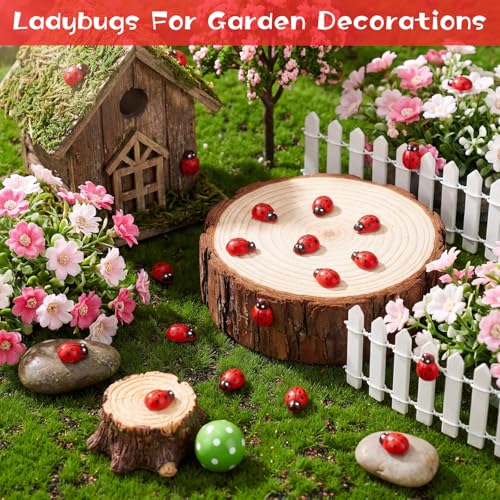 100 Pcs Ladybug Nail Charms 3D Miniature Acrylic Decor for Manicure DIY