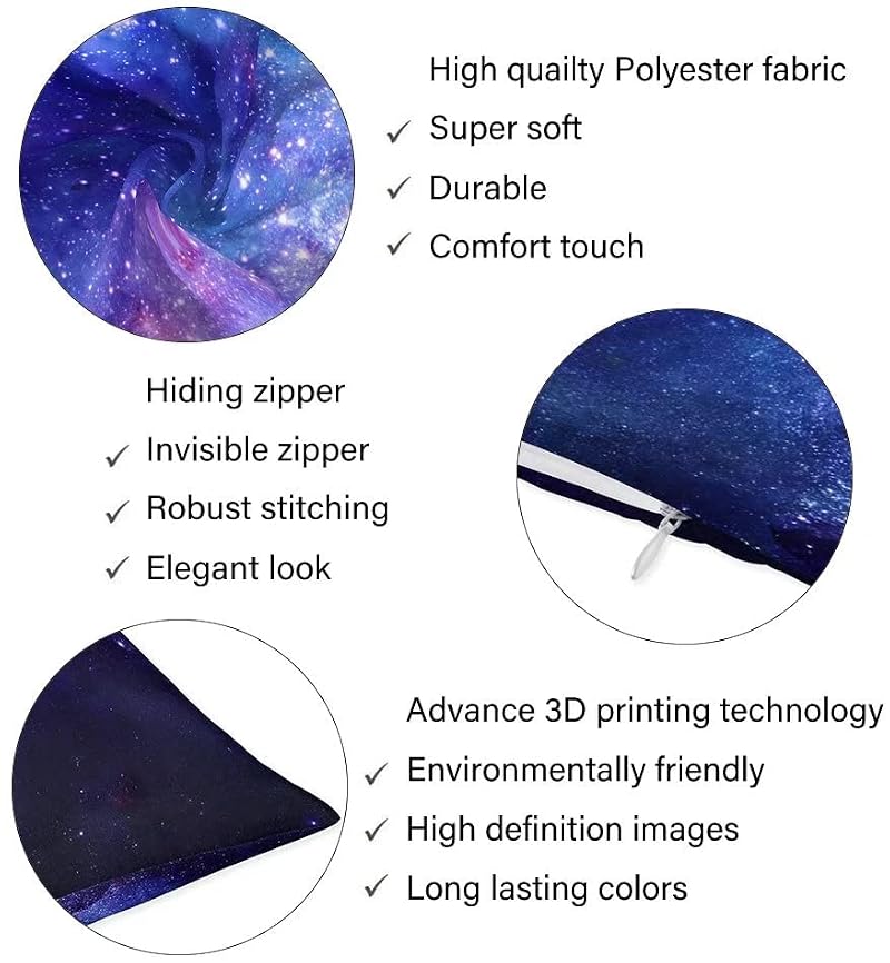 Galaxy Lumbar Pillow Cover 20x30" - Blue Purple Nebula Design