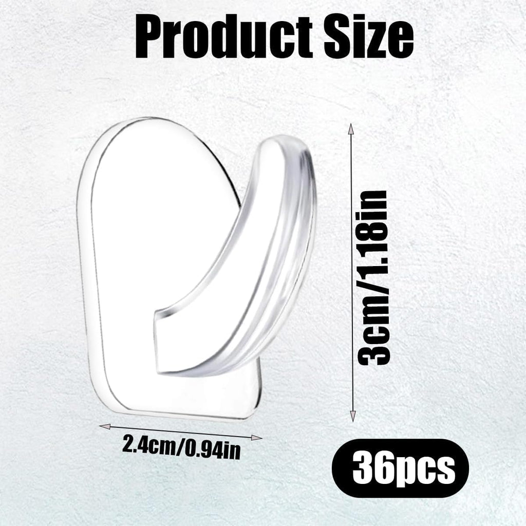 Skiennix Clear Adhesive Wall Hooks - 36 Pieces of Transparent Sticky Hooks for Seamless Hanging in Any Room