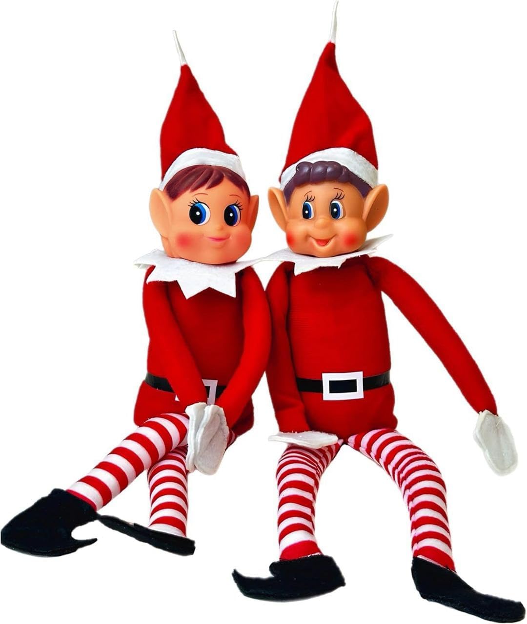 Naughty Elf Couple | 12-Inch Christmas Elf Figures - Soft Bodies & Vinyl Faces for Holiday Decor
