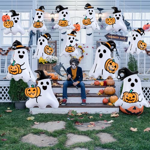 18-Piece Halloween Inflatable Ghost Balloons PVC Yard and Party Decor