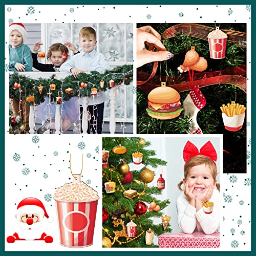 Christmas Food Ornaments Set - 48 Wooden Hanging Xmas Tree Decorations - Food Variation