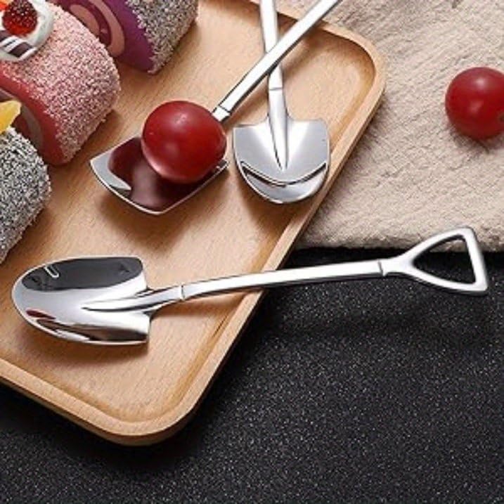 10-Piece Silver Dessert Spoon Set - 4.8" Stainless Steel Spoons