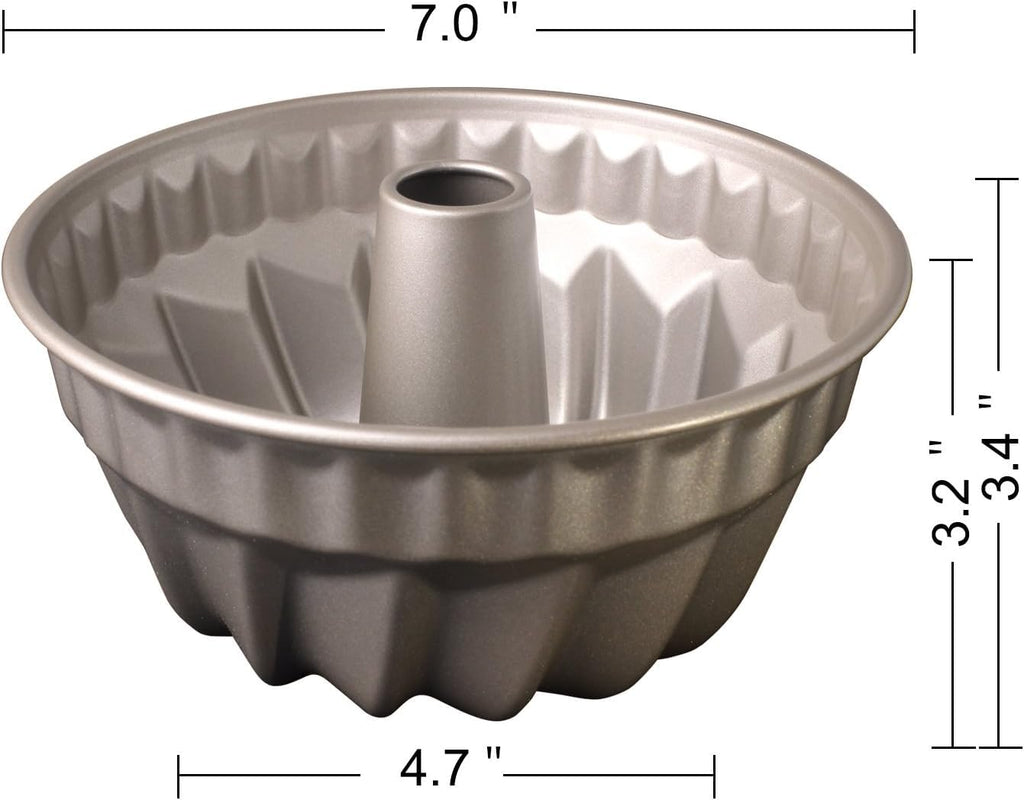 7 Inch Nonstick Bundt Cake Pan for 6 Quart Instant Pot, Heavy-Duty Fluted Tube Pan, Champagne Gold Kugelhopf Mold for Oven