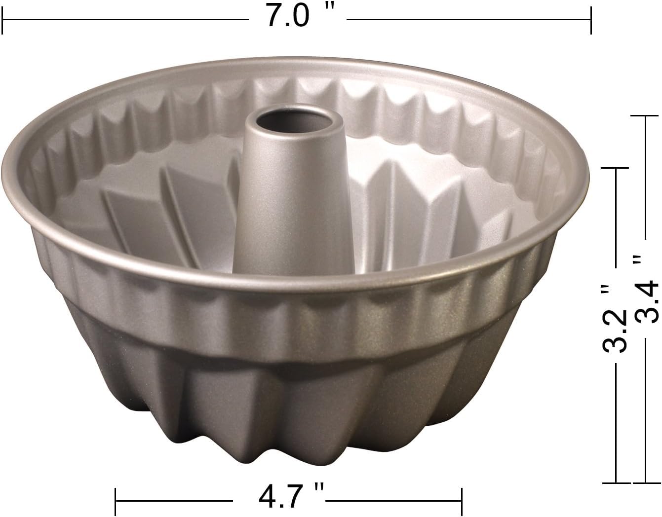 7 Inch Nonstick Bundt Cake Pan for 6 Quart Instant Pot, Heavy-Duty Fluted Tube Pan, Champagne Gold Kugelhopf Mold for Oven