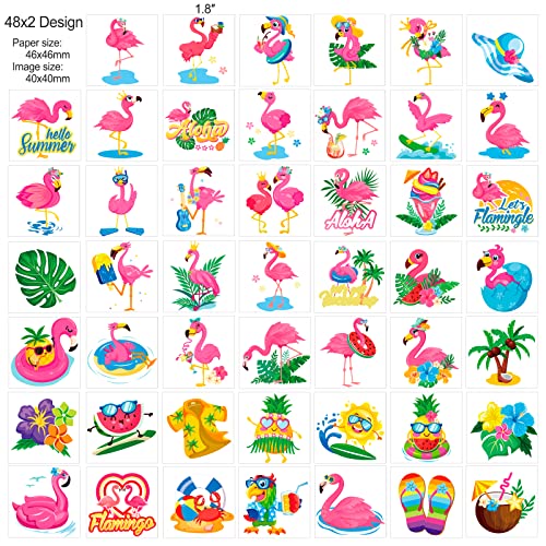 HOWAF 96pcs Flamingo Temporary Tattoos for Kids Summer Party Favors