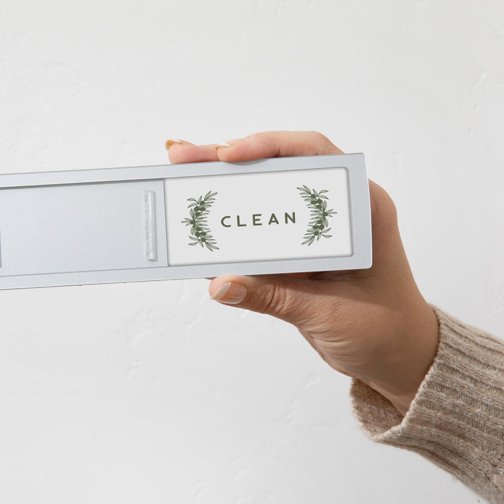 Dishwasher Magnet Clean Dirty Sign Non-Scratching Premium Magnet or 3M Adhesive Option, Non-Scratching, Elegant Greenery Design, USA Female Owned Business