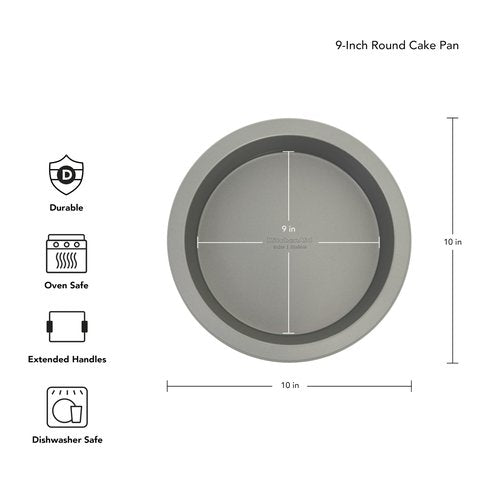 KitchenAid Nonstick Aluminized Steel Round Cake Pan, Dishwasher Safe, 9 Inch, Contour Silver