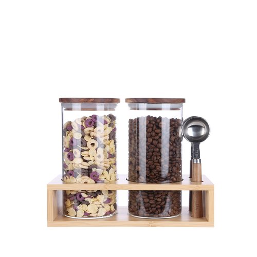 KKC HOME ACCENTS Air Tight Glass Coffee Tea Containers with Spoons for Coffee Beans,Loose Tea,Ground Coffee,Matcha,Glass Canisters with Airtight Lids and Scoops,39 Fl oz