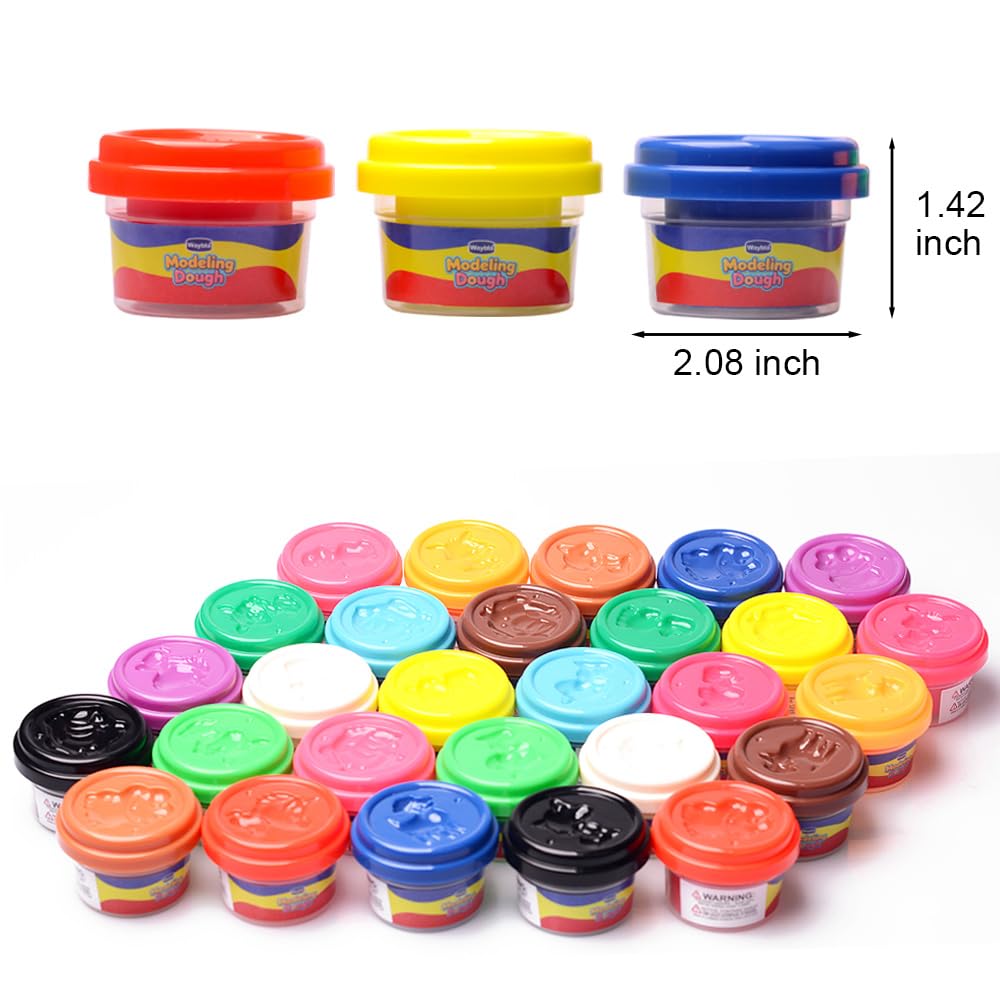 Waybla 28 Packs Modeling Dough for Kids, 14 Colors, 1 Oz Mini Cans, Soft Dough for Toddlers, Classroom Rewards, Party Favors, Preschool Arts and Crafts