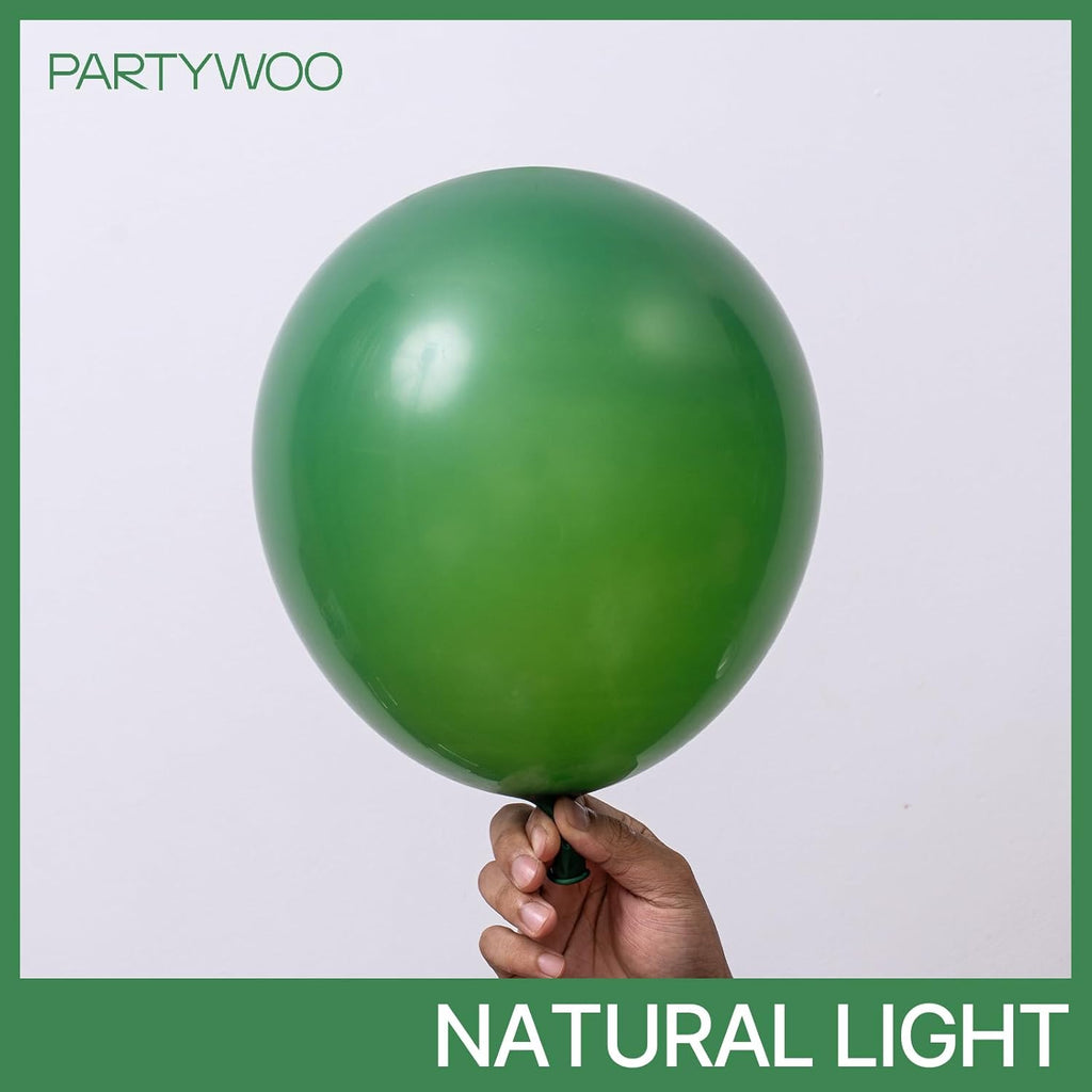 PartyWoo Dark Green Balloons - 120-Piece Emerald Balloon Arch Kit for Birthday & Jungle Theme Decor