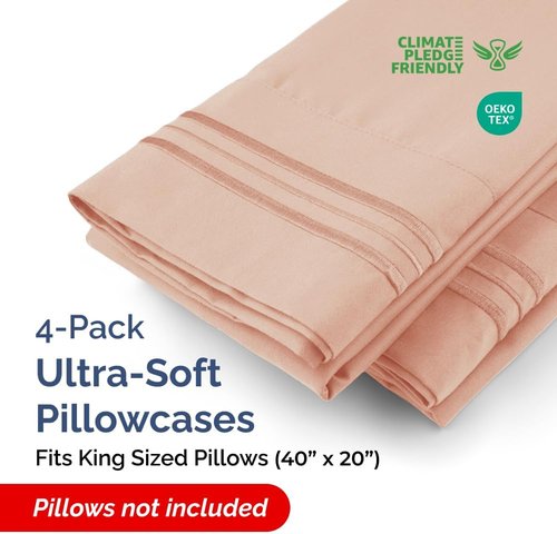 CGK Unlimited King Size Microfiber Pillowcase Set - Soft & Durable, 4 Pieces in Mauve