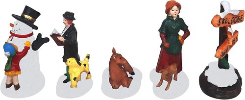 Christmas Village Figurines Set by [Brand Name] - 5-Piece Holiday Decoration for Indoor Displays | Perfect Gift Idea