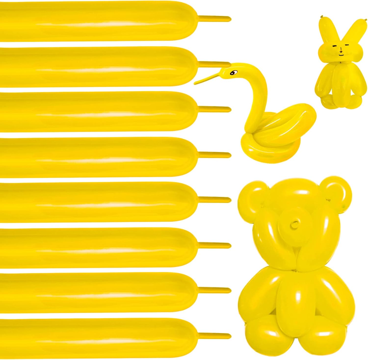 Skiennix 260 Yellow Balloons - Perfect for Balloon Animals & Garlands | 100pcs Pastel Yellow for Parties