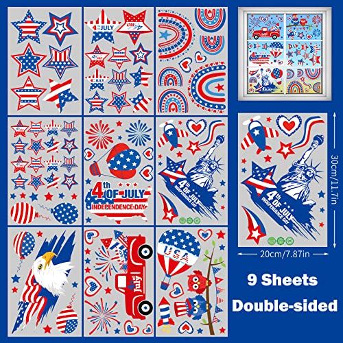 Patriotic Window Clings - 101PCS Reusable Independence Day Decor