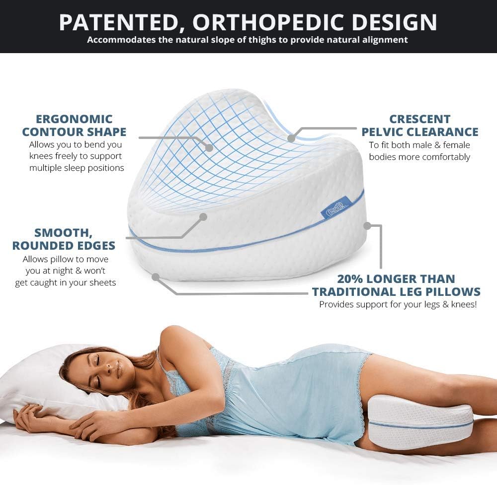 Contour Legacy - Leg & Knee Foam Support Pillow for Side Sleepers | Soothing Relief for Back, Hips, & Joints