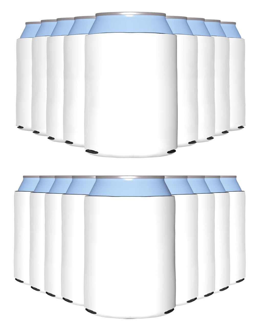 PartyPrints 100 Pack White Blank Can Cooler Sleeves, Customizable Bulk Sublimation Insulated Foam for Beer, Collapsible Plain Drink Holder, Cold Soda Insulator, 12oz Regular, 16oz Tall Cans