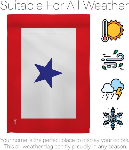 Blue Star Flag - Military Family Deployment Banner with Pole Set | Outdoor Yard Decor & Memorial Gift